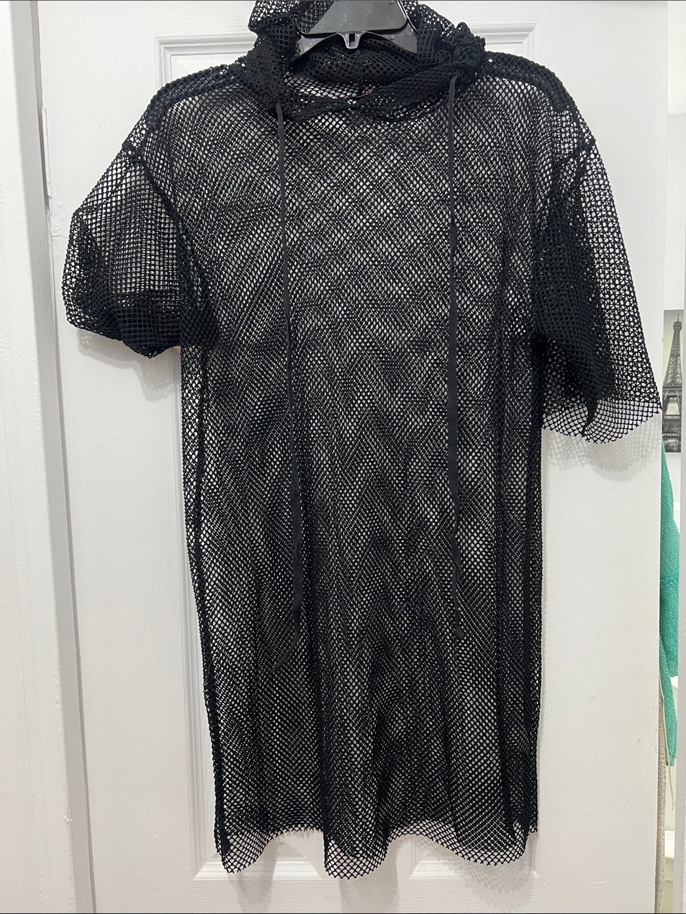 Black Mesh Hoodie Cover-Up
